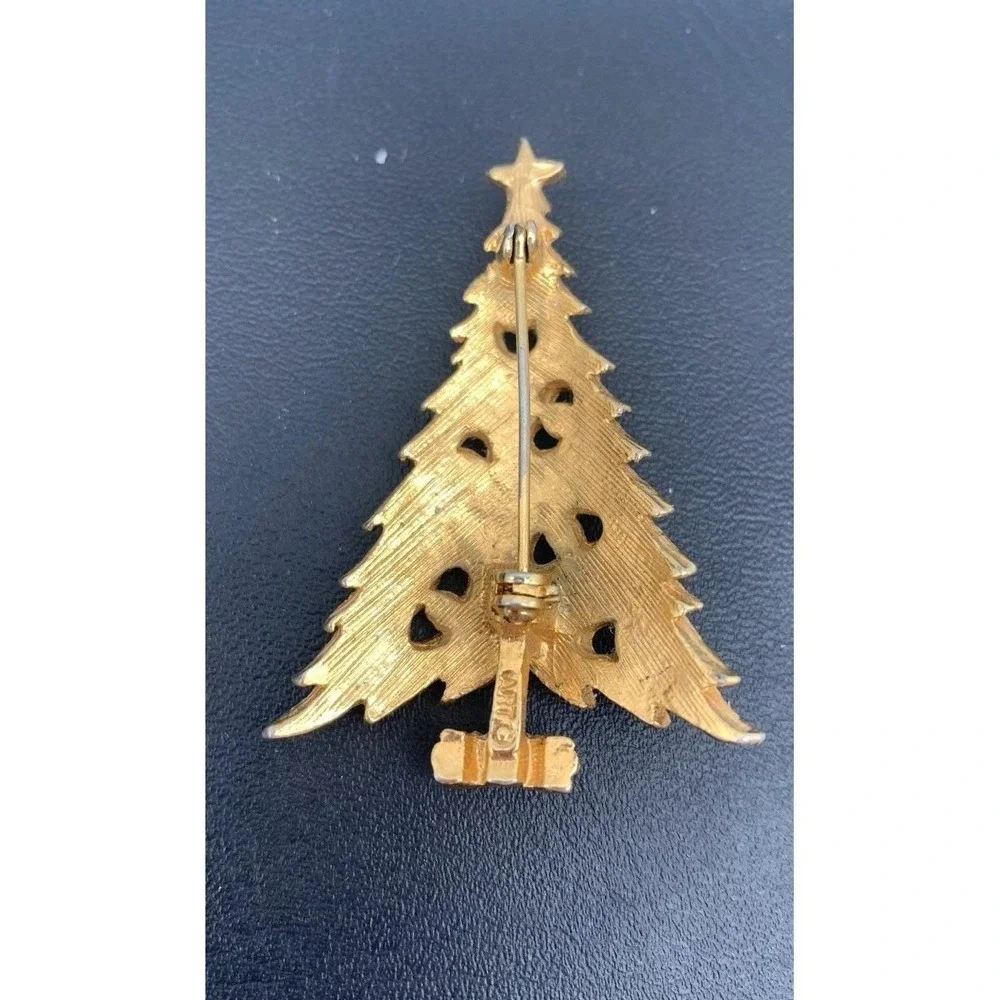 Vintage ART Arthur Pepper Gold Tone & Colorful Rhinestones Christmas Tree Brooch